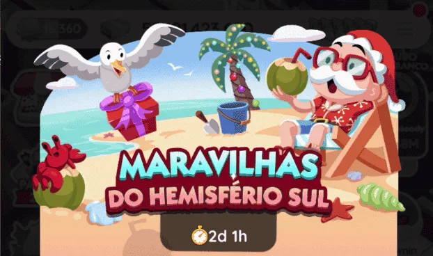 Evento Monopoly Go Maravilhas do Hemisferio Sul (lista de recompensas)